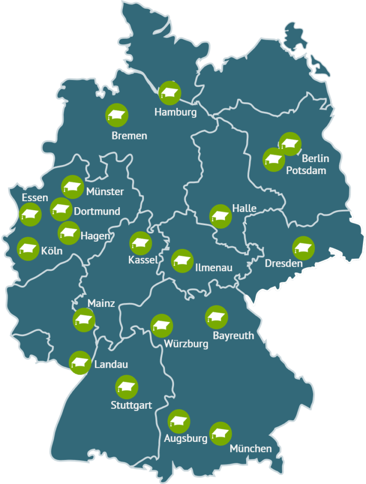 Deutschlandkarte mit Standorten der PROMI-Projektpartner